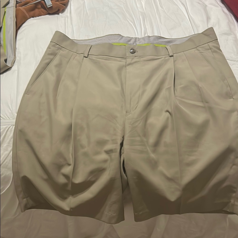 Louis Raphael Tan Flat Front Shorts